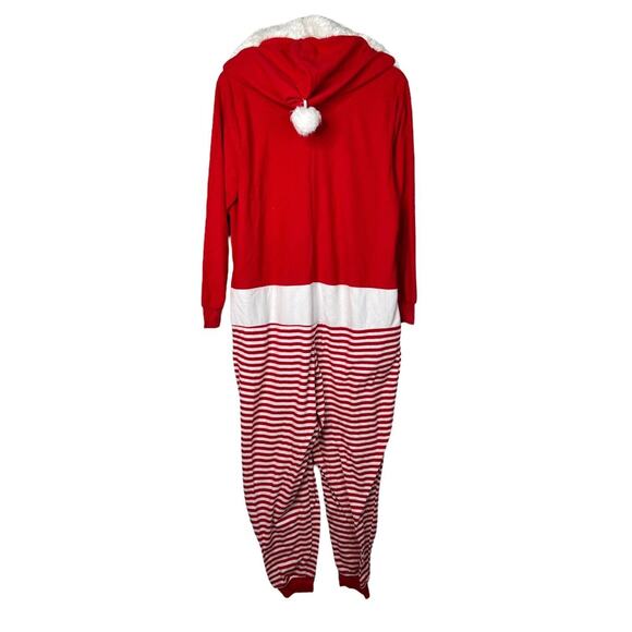 Wondershop Christmas Fleece Hooded 1 Piece Pajama Union Suit Red FLAW Adult XL - Picture 2 of 7